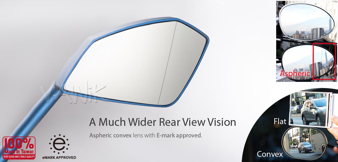 VAWiK motorcycle mirrors CleaverII blue fairing mount w/ new ver. black adapter, Magazi