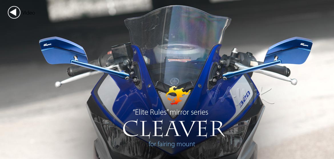 VAWiK motorcycle mirrors CleaverII blue fairing mount w/ new ver. black adapter, Magazi