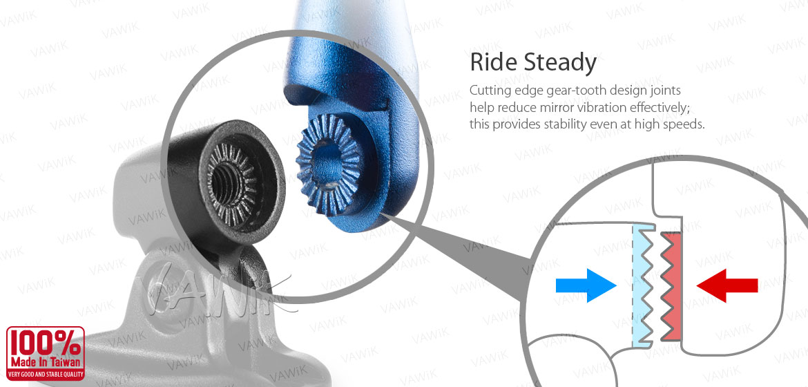 VAWiK motorcycle mirrors CleaverII blue fairing mount w/ new ver. black adapter, Magazi