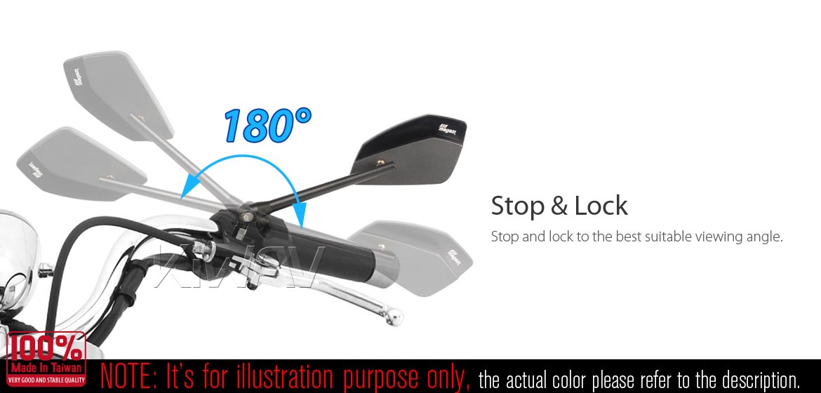 KiWAV motorcycle mirrors CleaverII chrome 8mm for scooter, Magazi