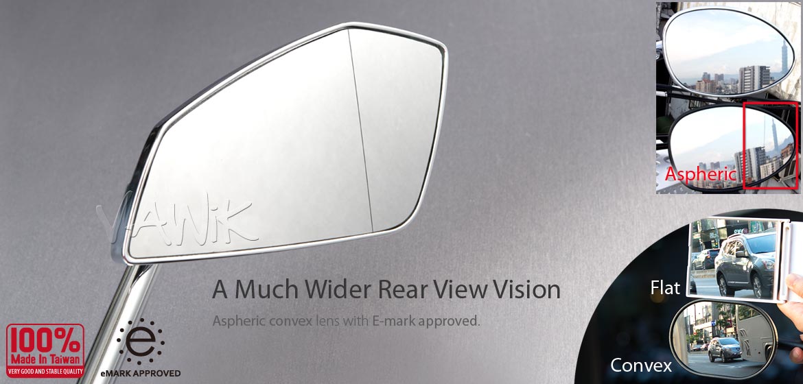 VAWiK motorcycle mirrors CleaverII chrome 10mm, Harley, Magazi