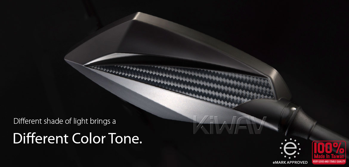 KiWAV motorcycle mirrors Deus carbon for Metric 10mm & 8mm bikes
