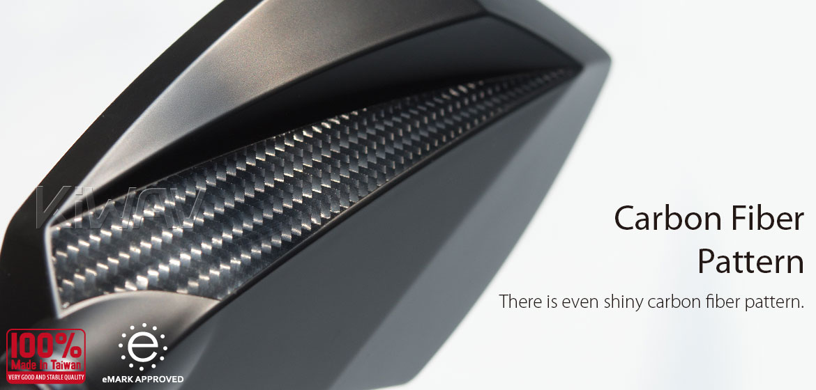 KiWAV motorcycle mirrors Deus carbon for Metric 10mm & 8mm bikes