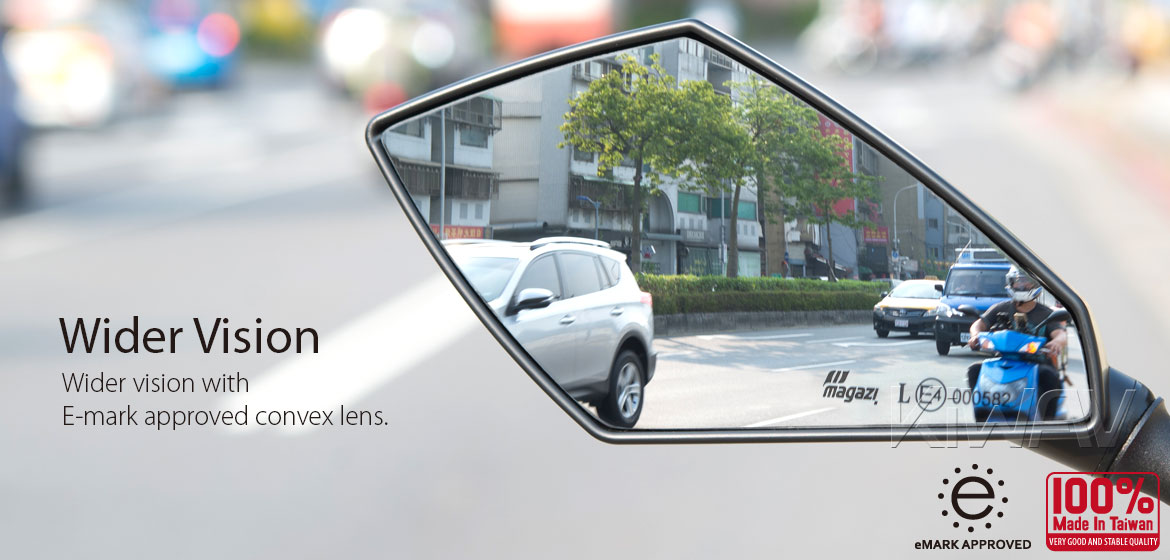 KiWAV motorcycle mirrors Deus carbon for Metric 10mm & 8mm bikes