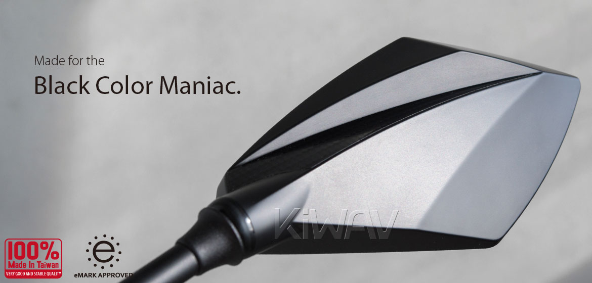 KiWAV motorcycle mirrors Deus carbon for Metric 10mm & 8mm bikes