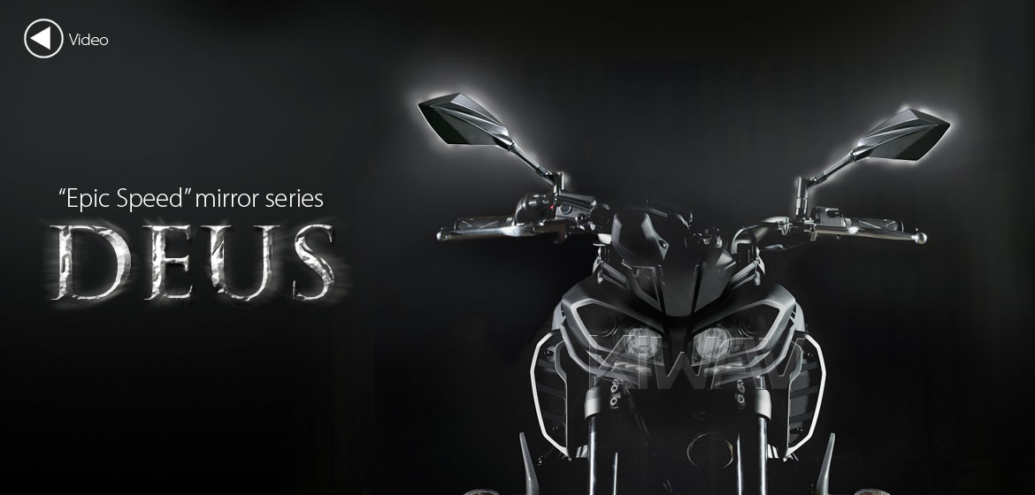 KiWAV motorcycle mirrors Deus carbon for Metric 10mm & 8mm bikes