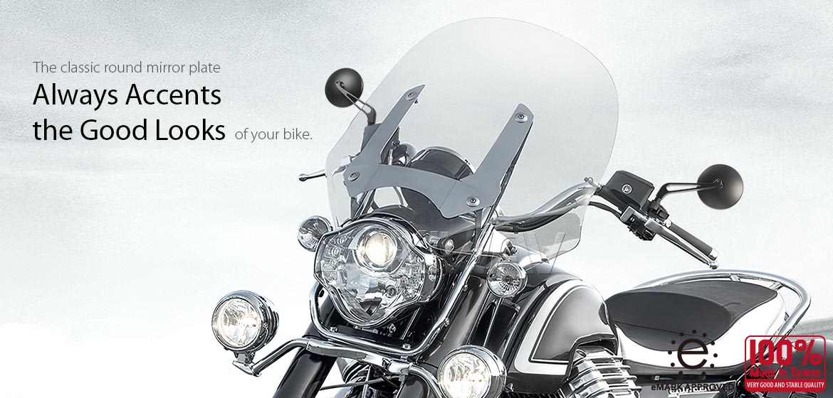 KiWAV motorcycle mirrors Eclipse black aluminum short stem 8mm for scooter Magazi