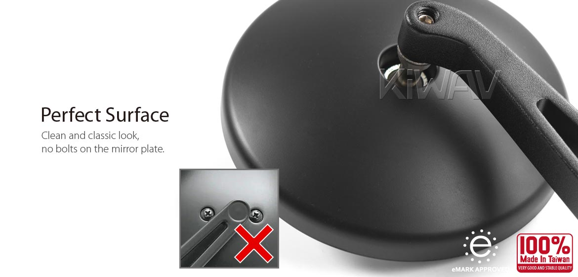 KiWAV motorcycle mirrors Eclipse black aluminum short stem for Harley-Davidson