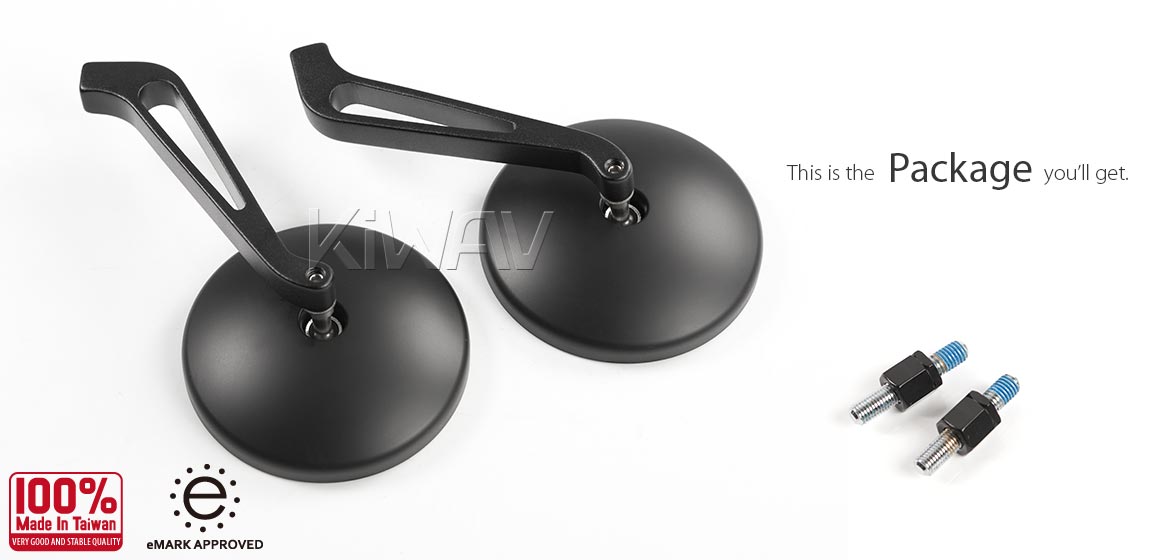 KiWAV motorcycle mirrors Eclipse black aluminum short stem for Harley Street 500/750 Magazi