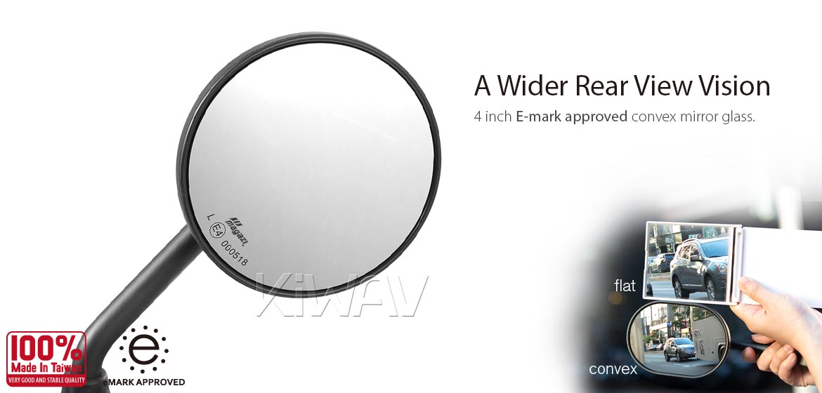 KiWAV motorcycle mirrors Eclipse black steel short stem for BMW 10mm 1.5 pitch bikes Magazi