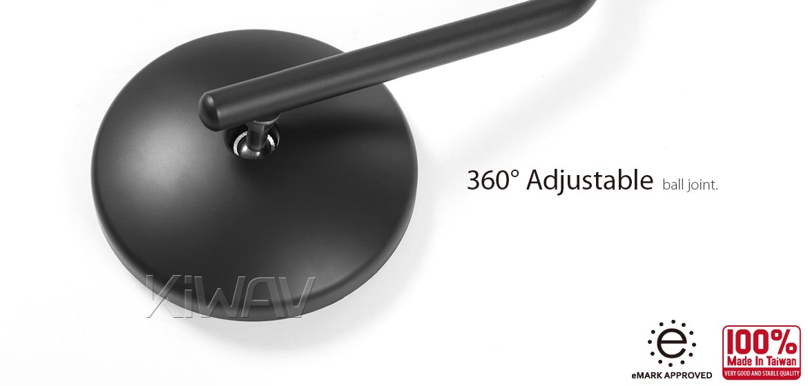 KiWAV motorcycle mirrors Eclipse black steel short stem for BMW 10mm 1.5 pitch bikes Magazi