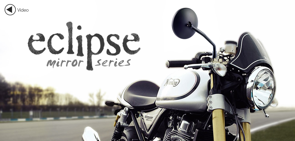 KiWAV Eclipse black motorcycle mirrors for Triumph with 22mm handlebar and M10 mirror threads