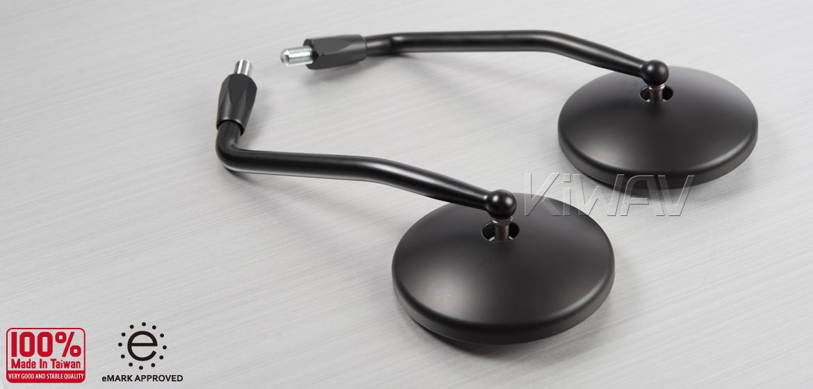 KiWAV Eclipse black motorcycle mirrors fit Yamaha