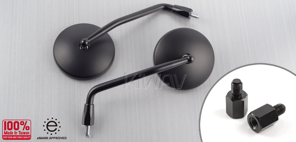 KiWAV Eclipse black motorcycle mirrors fit BMW