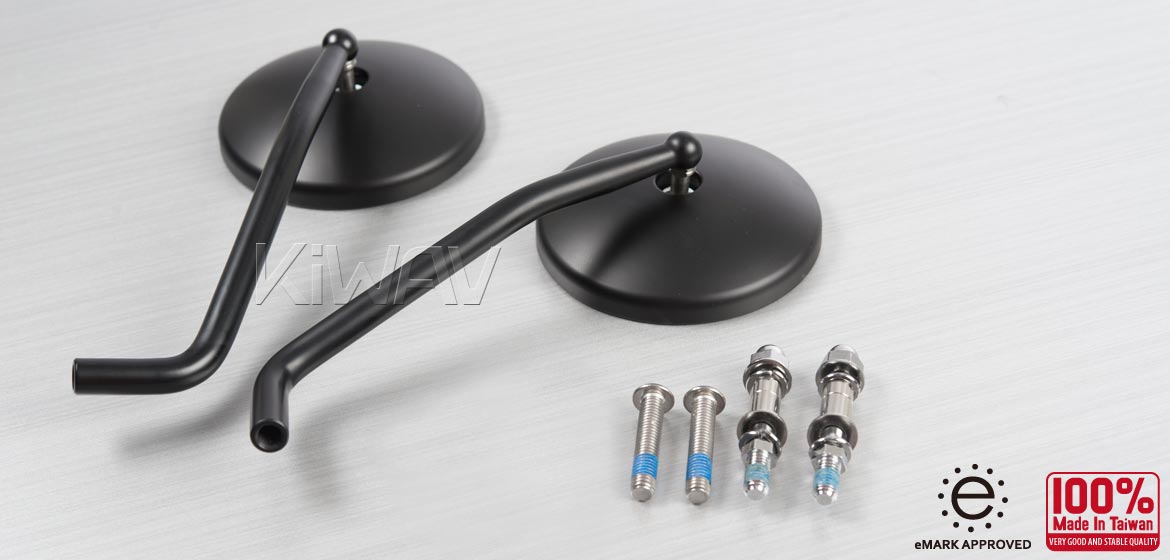 KiWAV Eclipse black motorcycle mirrors fit harley