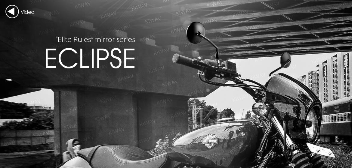 KiWAV Eclipse black motorcycle mirrors for Harley street 750/500