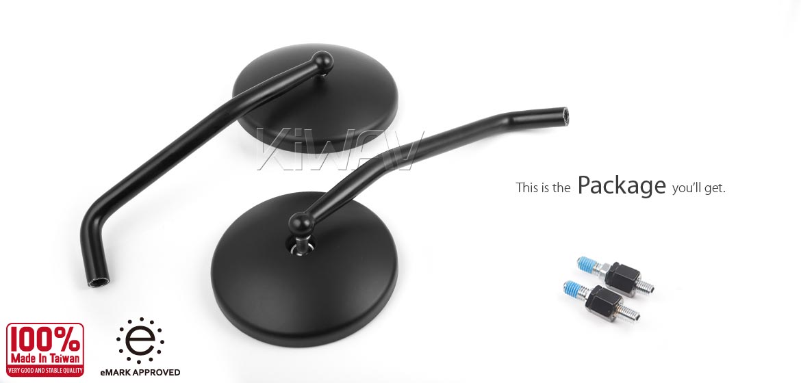 KiWAV Eclipse black motorcycle mirrors for Harley street 750/500