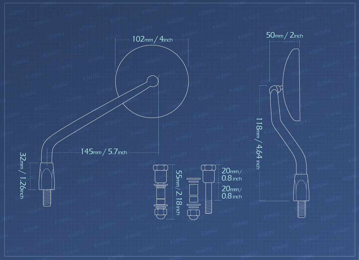 KiWAV Measurement graph of Eclipse mirrors for Harley motorcycle
