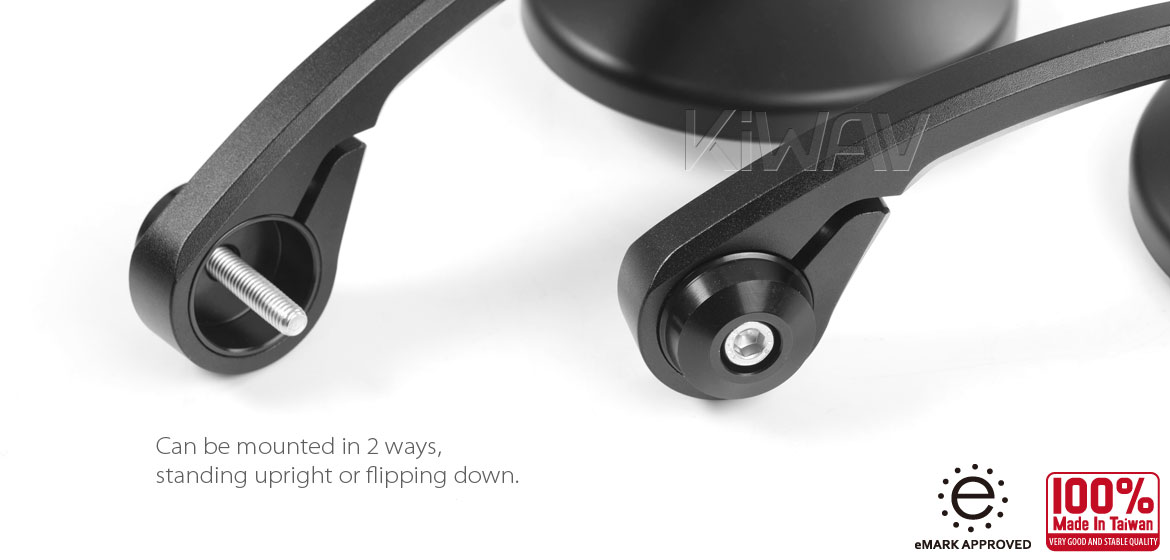 KiWAV Eclipse black motorcycle bar end mirrors Triumph water-cooled