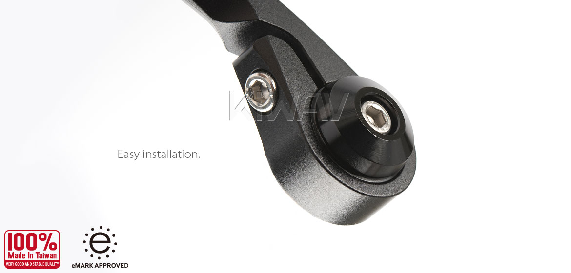 KiWAV Eclipse black motorcycle bar end mirrors for Moto Guzzi