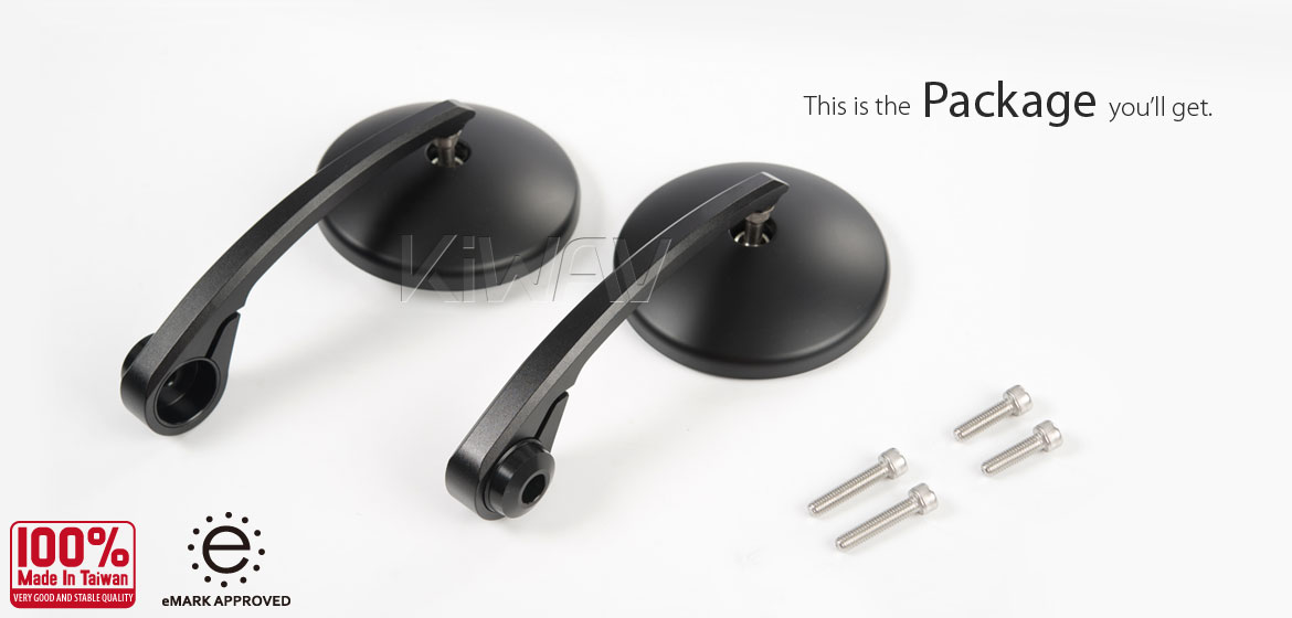 KiWAV Eclipse black motorcycle bar end mirrors Triumph water-cooled