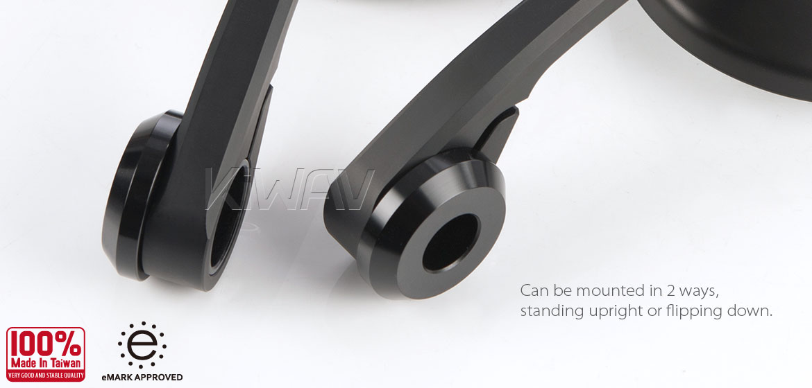 KiWAV bar end mirrors Eclipse black for BMW motorcycles