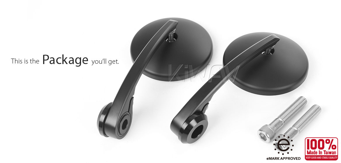 KiWAV bar end mirrors Eclipse black for BMW motorcycles