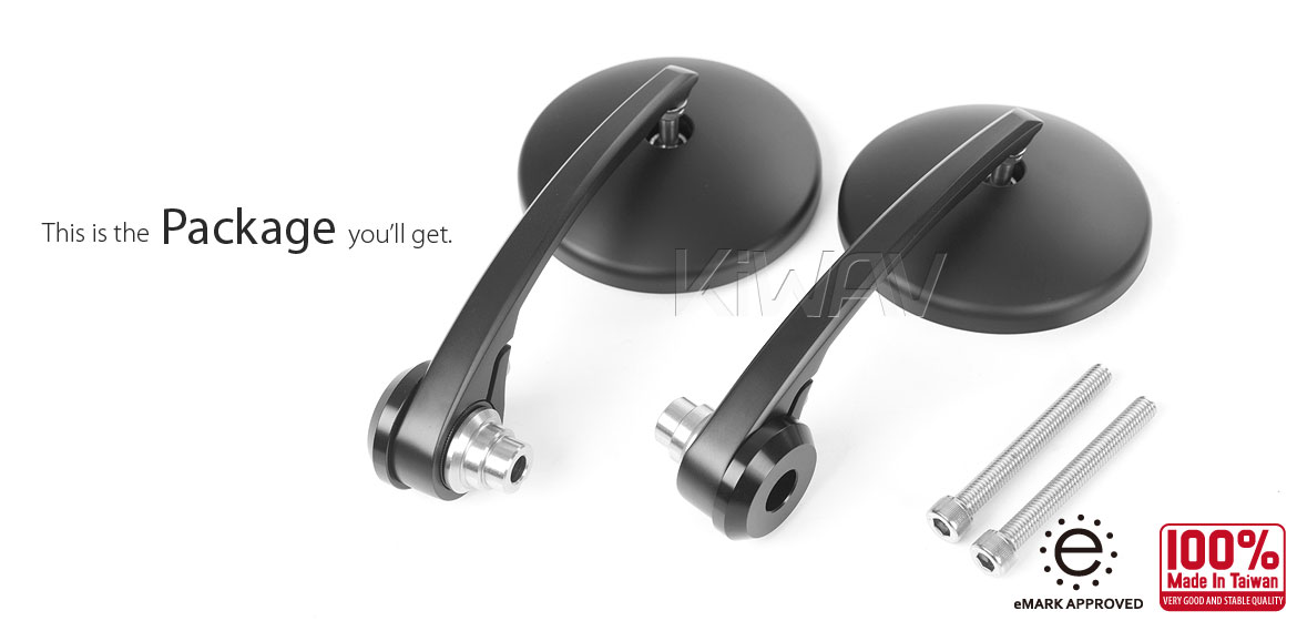 KiWAV bar end mirrors Eclipse black for Indian motorcycles