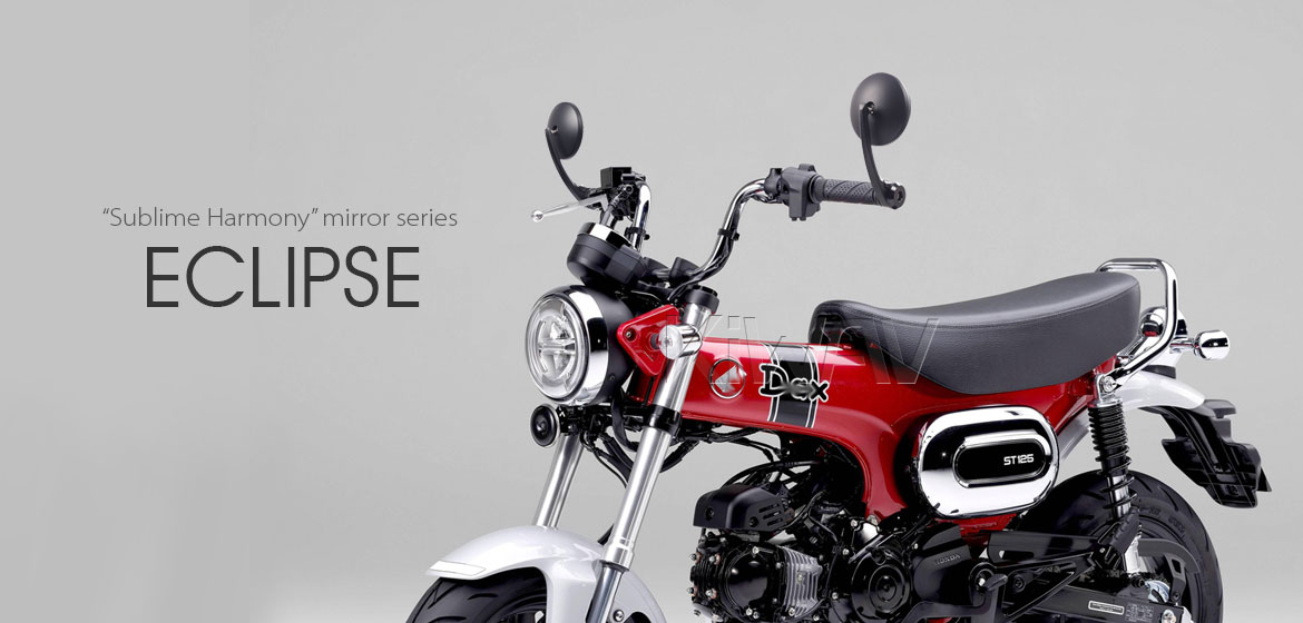 KiWAV motorcycle round bar end mirrors Eclipse black compatible for Honda specific mini motorcycles