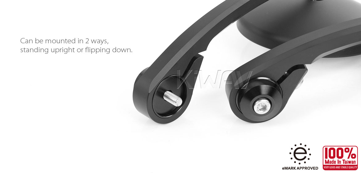 KiWAV Eclipse black motorcycle bar end mirrors for Moto Guzzi