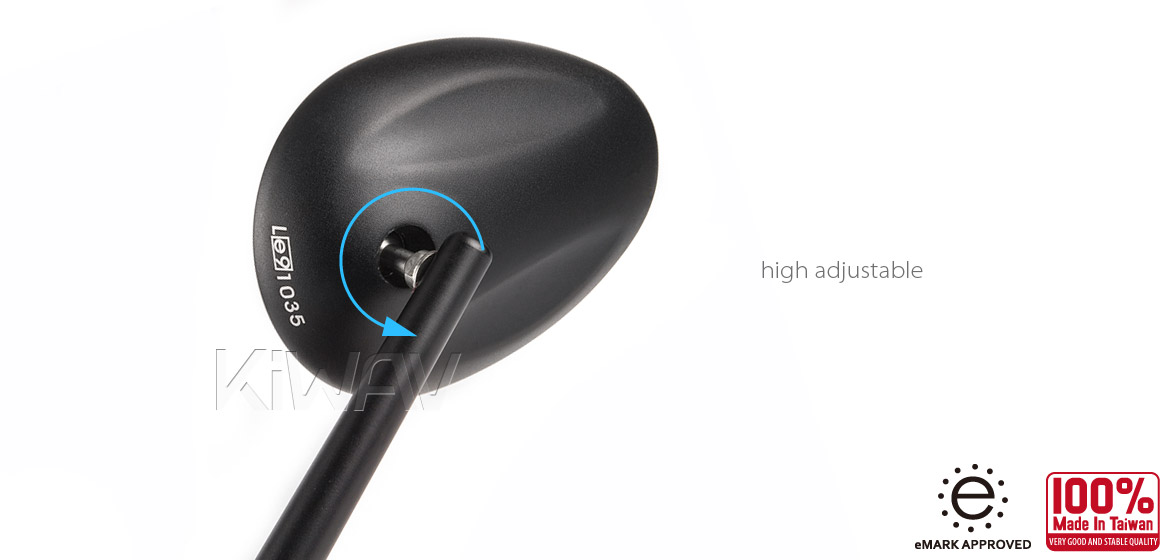KiWAV Ellipse black motorcycle mirrors scooter fit Magazi