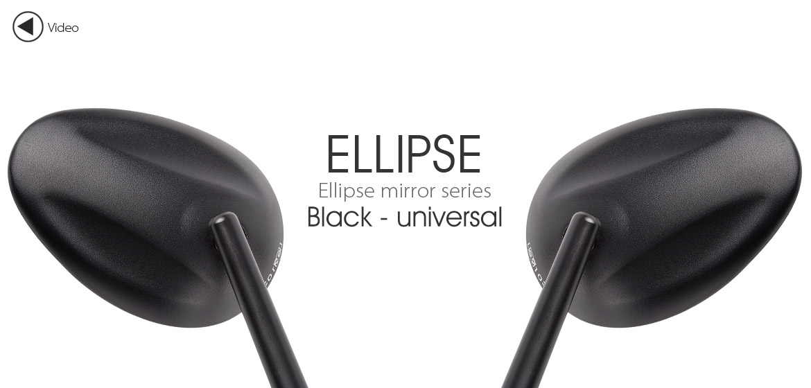 KiWAV Ellipse black motorcycle mirrors universal fit Magazi