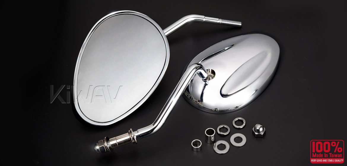 KiWAV motorcycle mirrors Ellipse chrome Harley Magazi