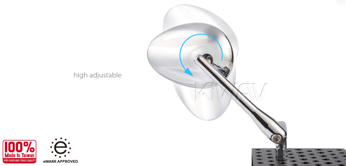 KiWAV Ellipse chrome motorcycle mirrors fit Harley Street 750 500 Magazi