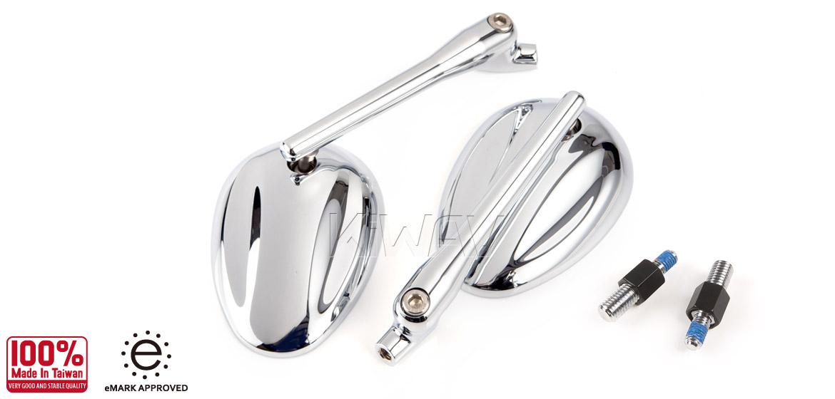 KiWAV Ellipse chrome motorcycle mirrors bmw fit Magazi