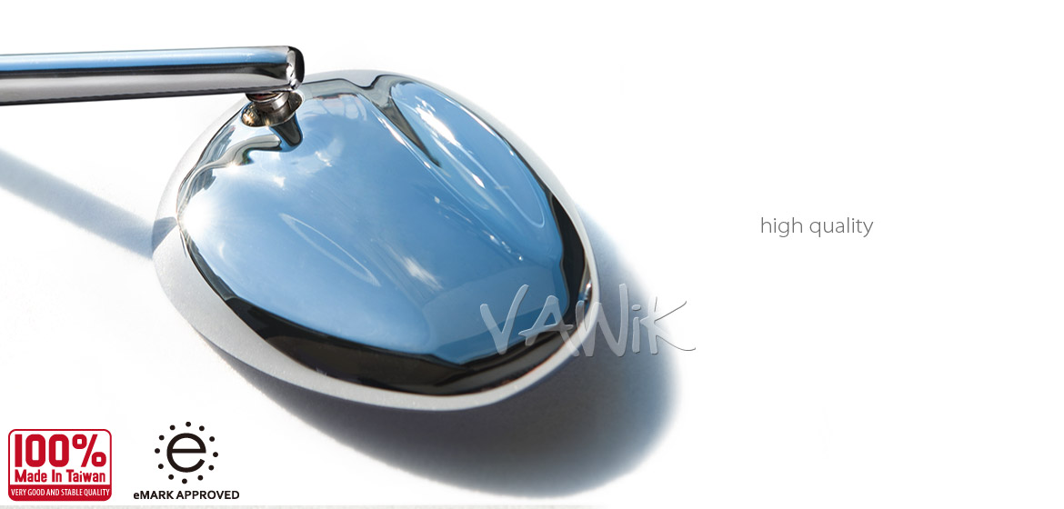 VAWiK motorcycle Ellipse chrome sportsbike mirrors with black base for sportsbike