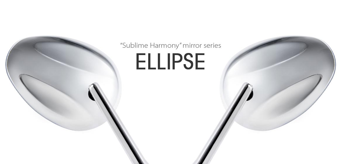KiWAV motorcycle Ellipse chrome sportsbike mirrors with chrome base for sportsbike