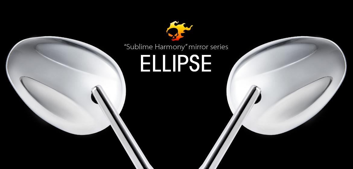 VAWiK convex mirrors chrome ELLIPSE chrome base fits Kawasaki