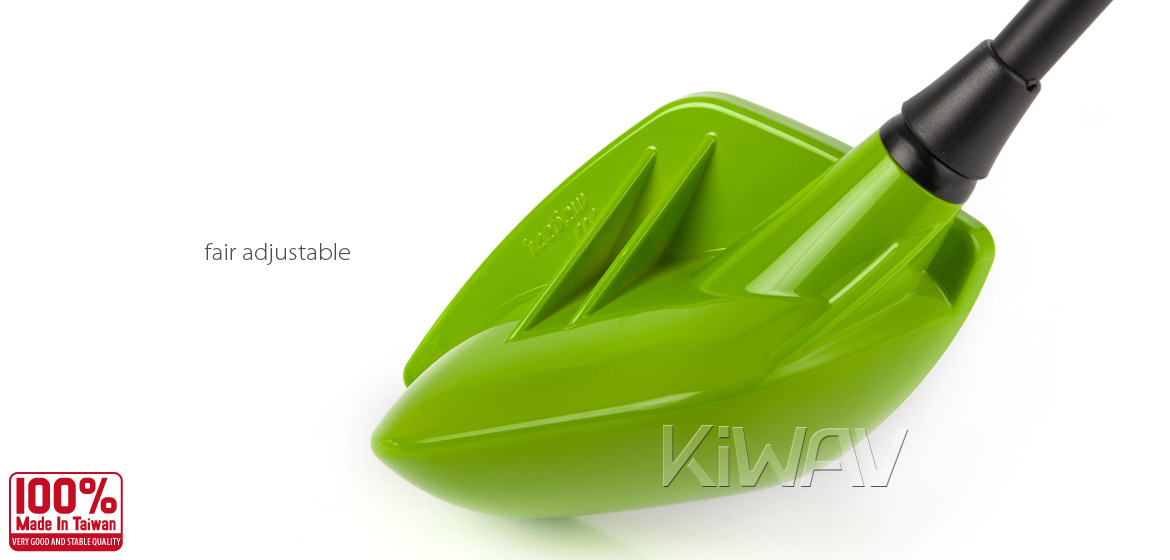 KiWAV Fin green fairing mount rearview mirrors for sportsbike motorcycle Magazi