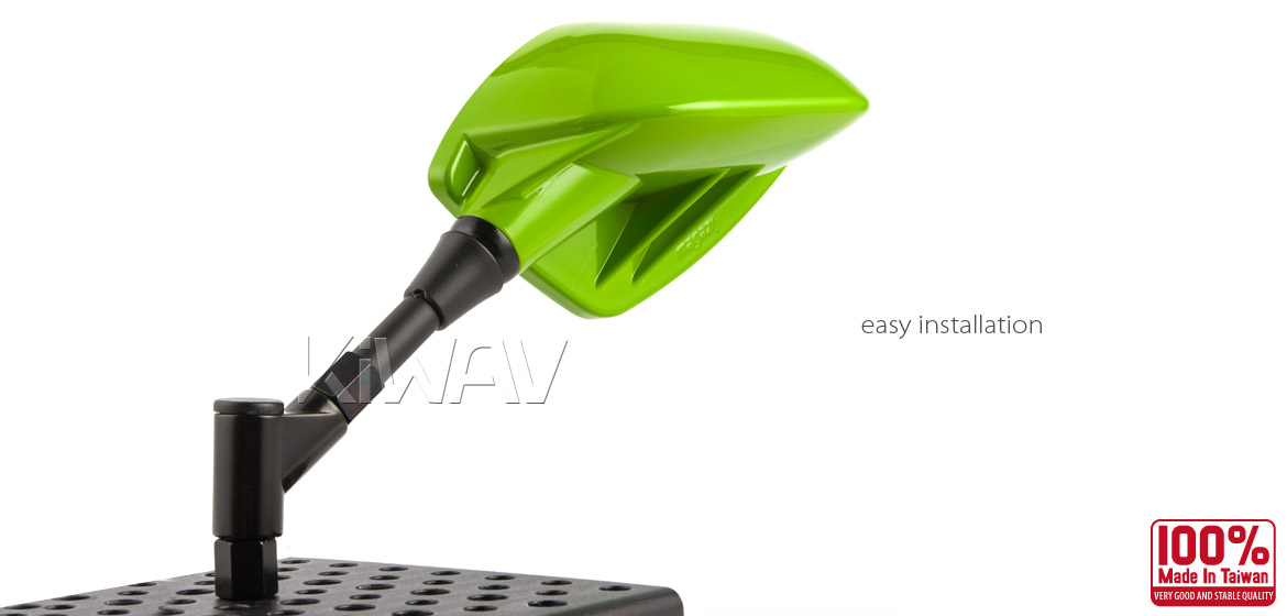 KiWAV Fin green fairing mount rearview mirrors for Ducati Panigale