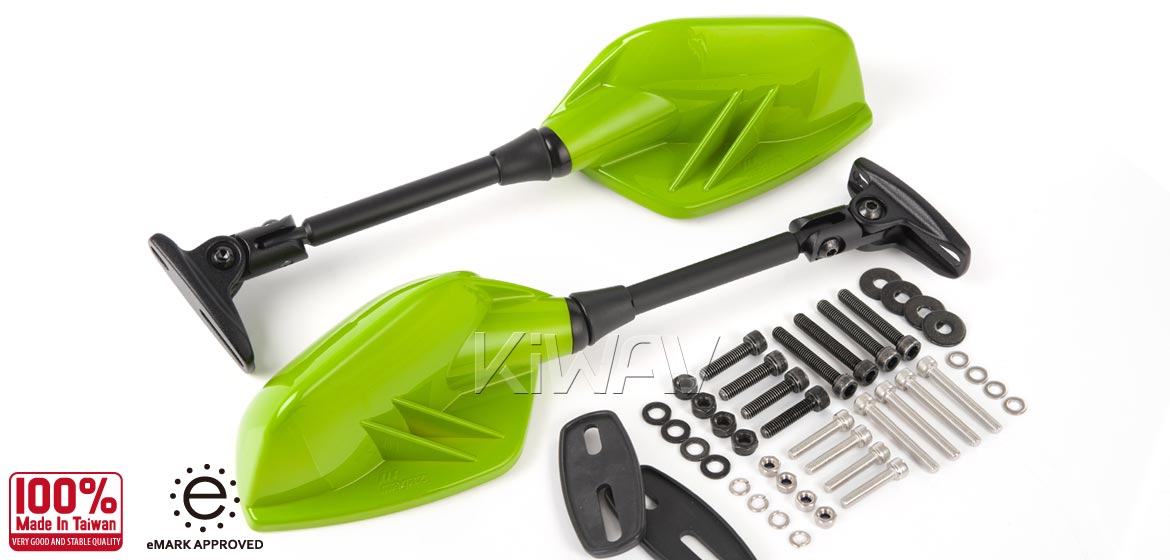 KiWAV Fin green fairing mount rearview mirrors for Ducati Panigale