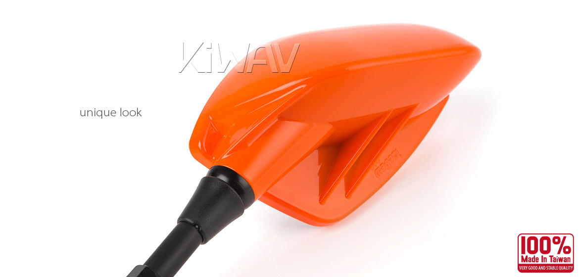 KiWAV Fin orange fairing mount rearview mirrors for sportsbike motorcycle Magazi