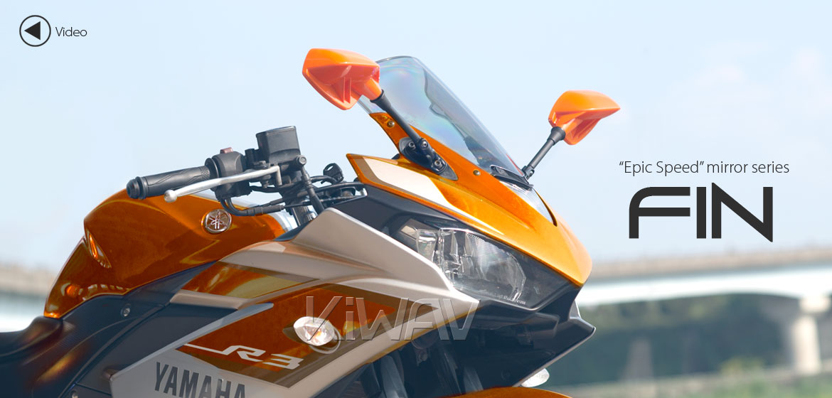 KiWAV Fin orange fairing mount rearview mirrors for sportsbike motorcycle Magazi