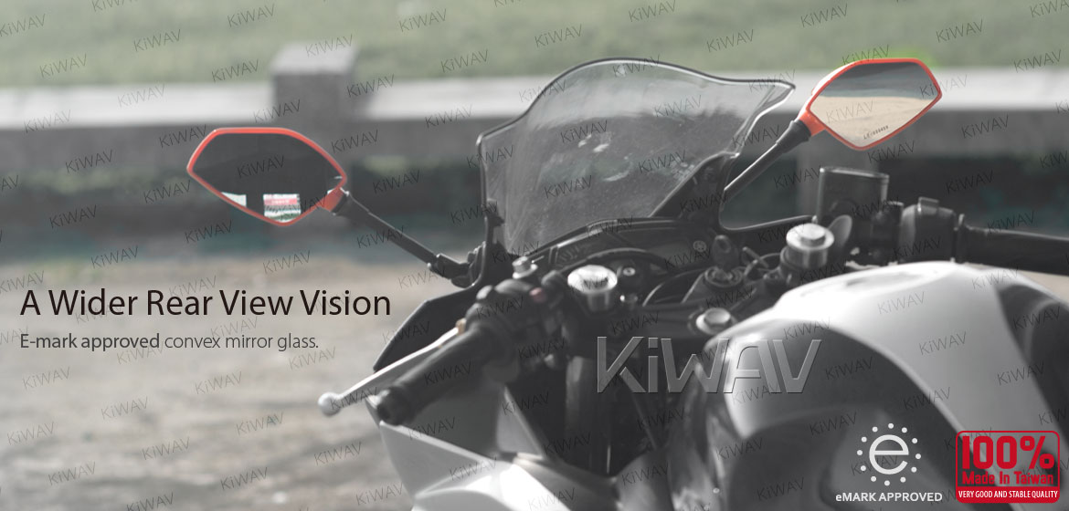 KiWAV Fin orange fairing mount rearview mirrors for sportsbike motorcycle Magazi