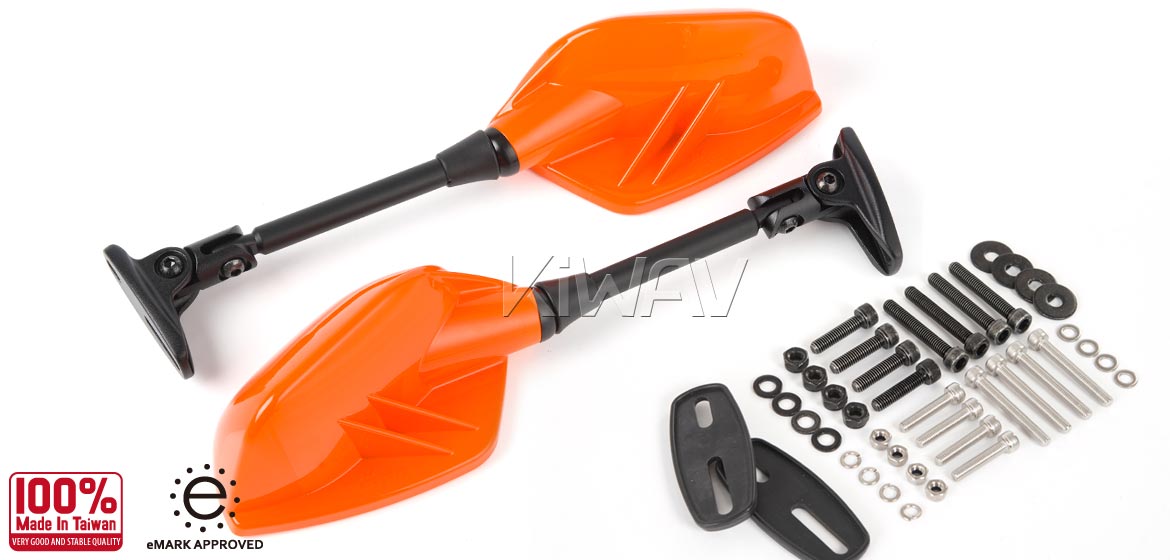 KiWAV Fin orange fairing mount rearview mirrors for Ducati Panigale