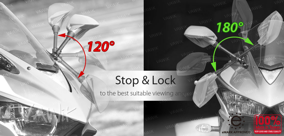 VAWiK Fin silver fairing mount rearview mirrors for sportsbike motorcycle Magazi