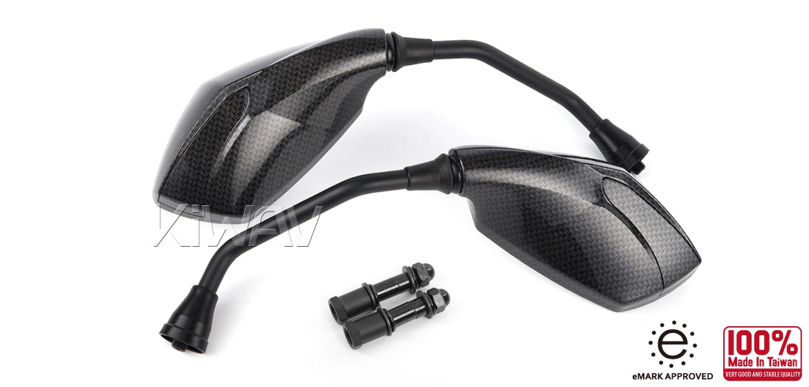 Motorcycle mirrors 2nd generation Fist compatible with Triumph 25mm handlebar and go-through mounts