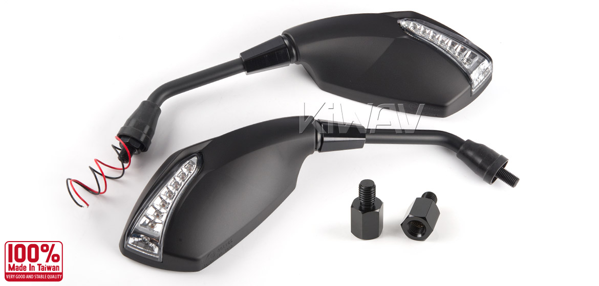 KiWAV motorcycle mirrors FistLED black 10mm bmw Magazi
