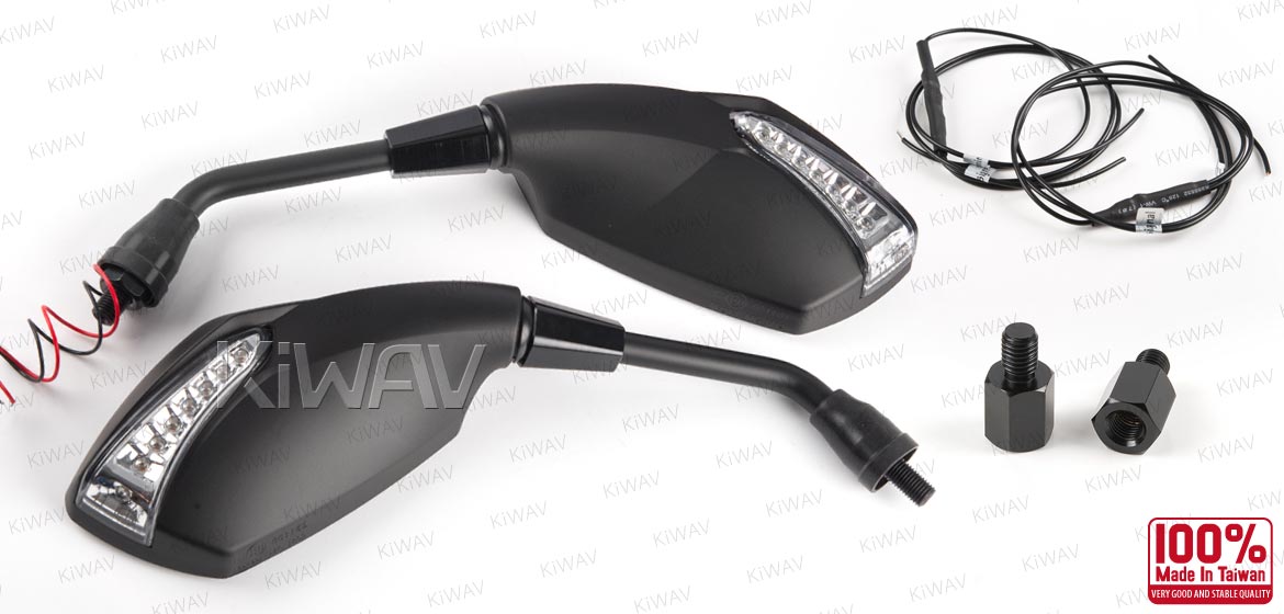 KiWAV motorcycle mirrors FistLED black for BMW