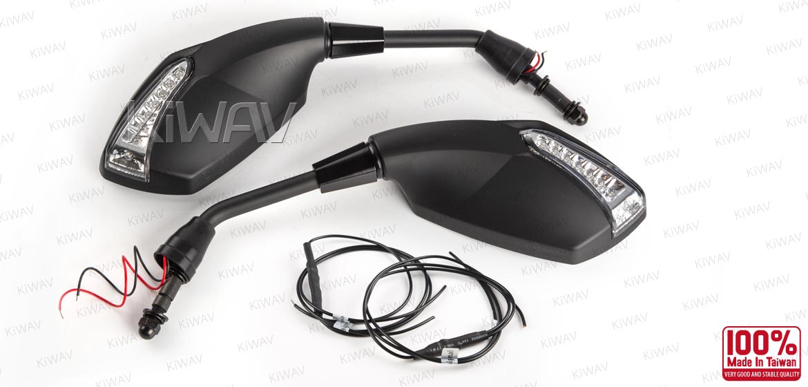 KiWAV motorcycle mirrors FistLED black for Harley